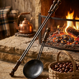 Traditional Cast Iron Chestnut Roasting Pan with Long Wooden Handle (85 x 20 cm) شواية كستناء | Abou Che3le