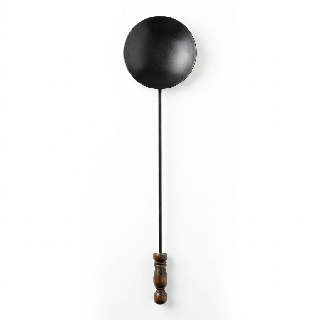 Traditional Cast Iron Chestnut Roasting Pan with Long Wooden Handle (85 x 20 cm) شواية كستناء | Abou Che3le