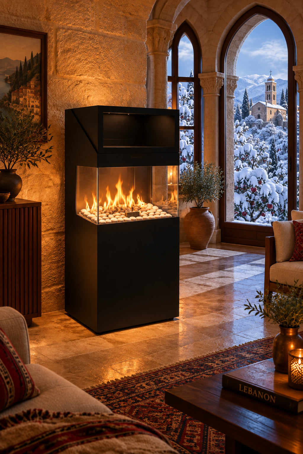 QS-G 90x50 Freestanding Gas Stove Fireplace with Oven (Maxitrol Valve)