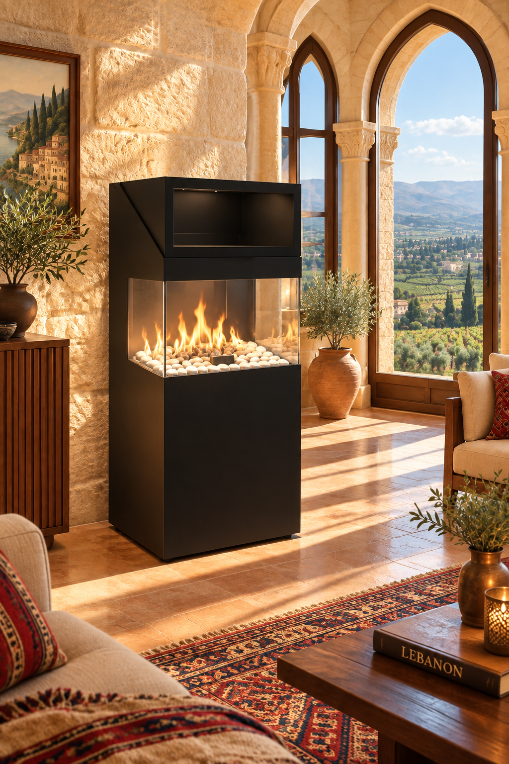 QS-G 90x50 Freestanding Gas Stove Fireplace with Oven (Maxitrol Valve)